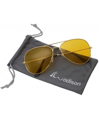 Aviator Vintage Mirrored Aviator Sunglasses for Women Men Reflective Lens Metal Frame - Gold Frame Yellow Lens - CU1868DWMAZ ...