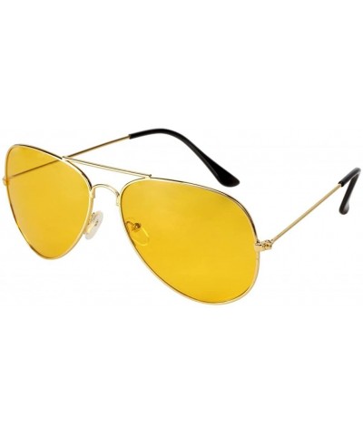 Aviator Vintage Mirrored Aviator Sunglasses for Women Men Reflective Lens Metal Frame - Gold Frame Yellow Lens - CU1868DWMAZ ...