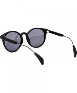 Rectangular Polarized Retro Classic Trendy Stylish Sunglasses for Men Women - Round Black Frame/Grey Gradient Lens / 07ac - C...