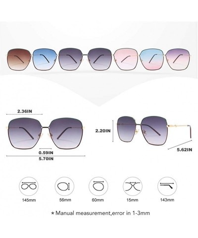 Square Oversized Square Sunglasses for Women Gradient Lens UV400 - C6 Blue Red - CY198EAKUE3 $9.99