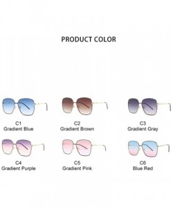 Square Oversized Square Sunglasses for Women Gradient Lens UV400 - C6 Blue Red - CY198EAKUE3 $9.99