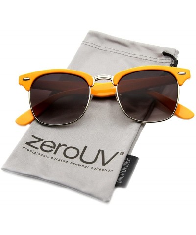 Semi-rimless Half Frame Semi-Rimless Horn Rimmed Sunglasses - Color Series - Orange - CK11UK9IXCZ $11.84