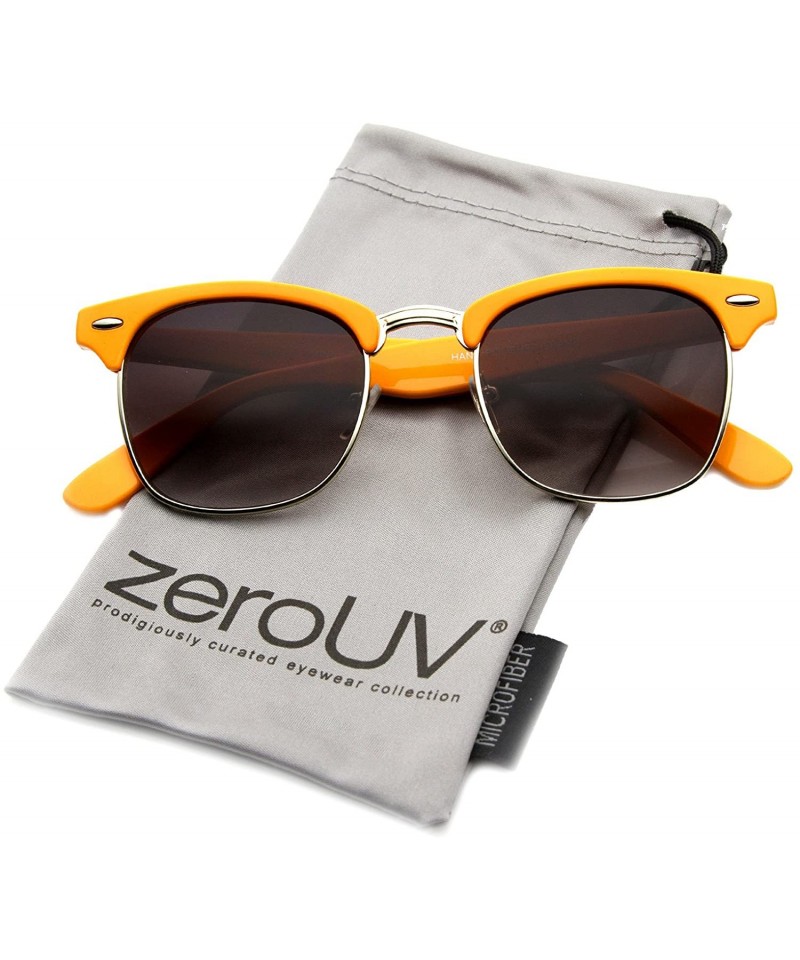 Half Frame Semi Rimless Horn Rimmed Sunglasses Color Series Orange