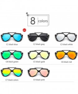 Aviator Fashion Polygon Women Sunglasses UV400 Oculos De Sol Brand C8 Black Green - C4 Black Pink - C618YZX2Y5H $8.48