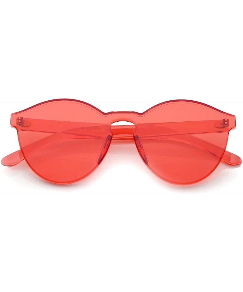 Wayfarer One Piece PC Lens Rimless Ultra-Bold Colorful Mono Block Sunglasses 60mm - Red - CO12J3470WB $10.06