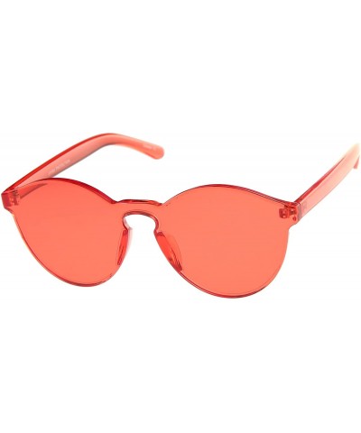 Wayfarer One Piece PC Lens Rimless Ultra-Bold Colorful Mono Block Sunglasses 60mm - Red - CO12J3470WB $10.06