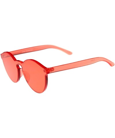 Wayfarer One Piece PC Lens Rimless Ultra-Bold Colorful Mono Block Sunglasses 60mm - Red - CO12J3470WB $10.06