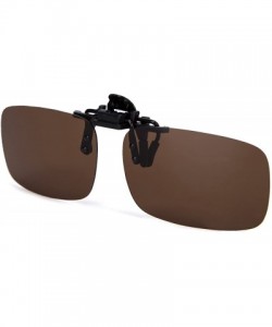 Semi-rimless ALLO Polarized Clip-on Sunglasses for Men- Flip Up Over Prescription Glasses - Brown - CC18R255RT4 $15.14