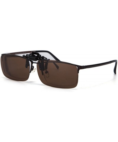 Semi-rimless ALLO Polarized Clip-on Sunglasses for Men- Flip Up Over Prescription Glasses - Brown - CC18R255RT4 $15.14