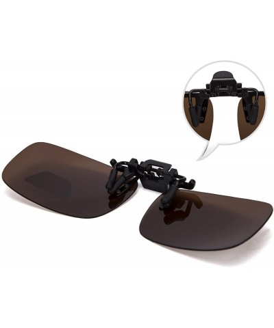 Semi-rimless ALLO Polarized Clip-on Sunglasses for Men- Flip Up Over Prescription Glasses - Brown - CC18R255RT4 $15.14