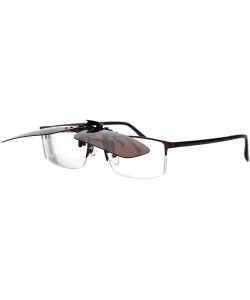 Semi-rimless ALLO Polarized Clip-on Sunglasses for Men- Flip Up Over Prescription Glasses - Brown - CC18R255RT4 $15.14