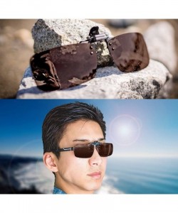 Semi-rimless ALLO Polarized Clip-on Sunglasses for Men- Flip Up Over Prescription Glasses - Brown - CC18R255RT4 $15.14