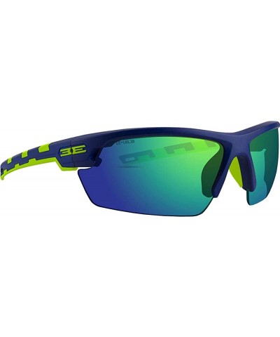 Sport Link Inlayed Rubber Sunglasses Frame/Lens Choices. EpochLink - Blue/Lime/Mirror - C717Z7IKD6X $20.56