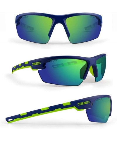 Sport Link Inlayed Rubber Sunglasses Frame/Lens Choices. EpochLink - Blue/Lime/Mirror - C717Z7IKD6X $20.56