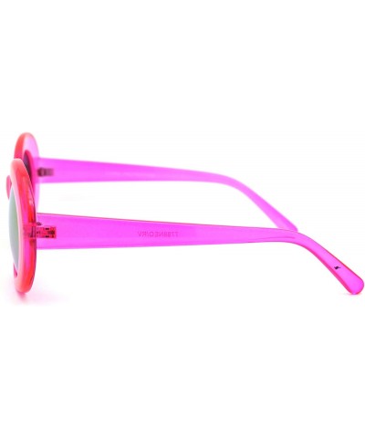Oval Womens Color Mirror Mod Thick Plastic Oval Round Designer Sunglasses - Pink Orange Mirror - C118YH3SULX $7.97