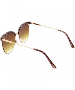 Semi-rimless Modern Semi Rimless Cutout Slim Arms Flat Lens Cat Eye Sunglasses 55mm - Brown Marble Gold / Amber - C1184RALOXT...
