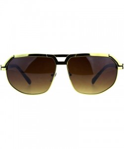 Square Mens Designer Fashion Sunglasses Unique Oval Square Frame UV 400 - Yellow Gold (Brown) - C318CQRH6UU $11.57