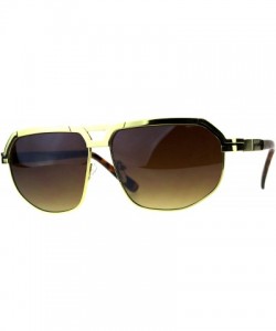 Square Mens Designer Fashion Sunglasses Unique Oval Square Frame UV 400 - Yellow Gold (Brown) - C318CQRH6UU $11.57