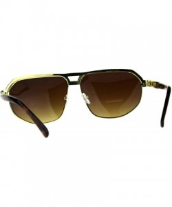Square Mens Designer Fashion Sunglasses Unique Oval Square Frame UV 400 - Yellow Gold (Brown) - C318CQRH6UU $11.57