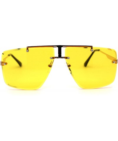 Rimless Rimless Squared Flat Top Luxury Racer Sunglasses - Gold Yellow - C4197LYUZ2C $13.92