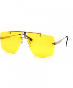 Rimless Rimless Squared Flat Top Luxury Racer Sunglasses - Gold Yellow - C4197LYUZ2C $13.92