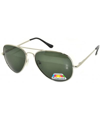 Aviator Classic Aviator Style Colored Lens Sunglasses Colored Metal Frame UV 400 - Polarized Silver Frame - CG11T4488NB $9.87
