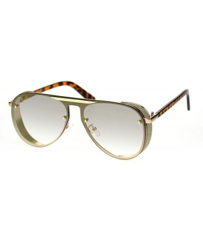 Shield Hip Hop Side Visor Mob Luxury Shield Racer Sunglasses - Gold Tortoise Light Gold Mirror - C318SD2IUX7 $28.95