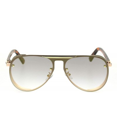 Shield Hip Hop Side Visor Mob Luxury Shield Racer Sunglasses - Gold Tortoise Light Gold Mirror - C318SD2IUX7 $16.08