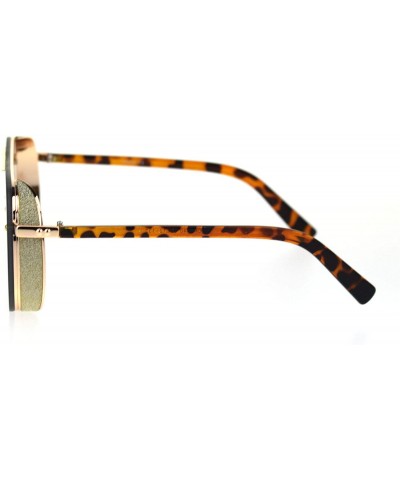 Shield Hip Hop Side Visor Mob Luxury Shield Racer Sunglasses - Gold Tortoise Light Gold Mirror - C318SD2IUX7 $16.08