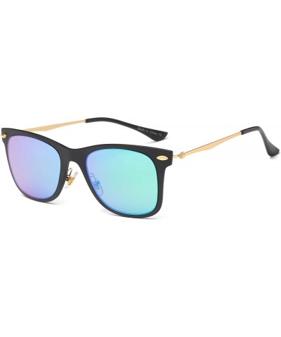 Goggle Men Classic Retro Vintage Square Mirrored UV Protection Fashion Sunglasses - Purplegreen - CX18WSENWSL $41.35