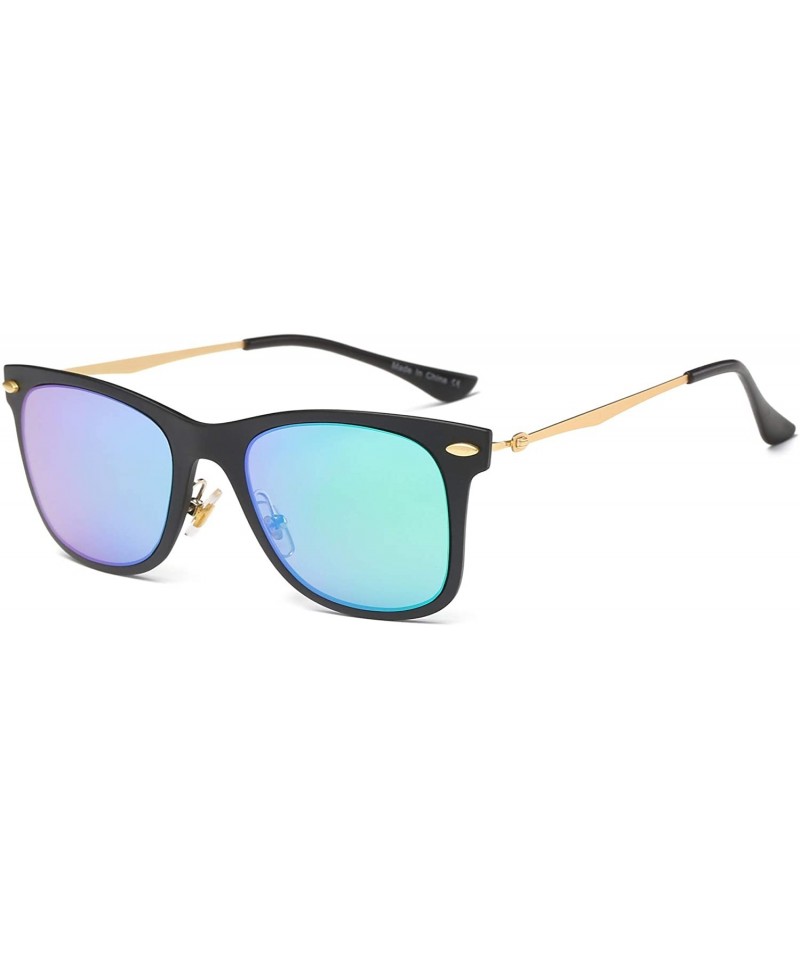Goggle Men Classic Retro Vintage Square Mirrored UV Protection Fashion Sunglasses - Purplegreen - CX18WSENWSL $19.43