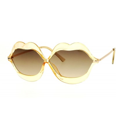 Oval Cute Lip Shape Sunglasses Lips Kiss Womens Fashion Shades UV 400 - Peach - CK188CUKGRU $18.73