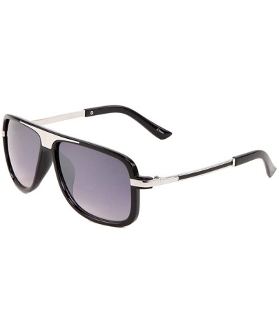 Square Flat Top Thick Plastic Frame Square Aviator Sunglasses - Silver - CV197OUE5YU $14.97