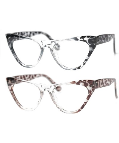 Cat Eye Womens Leopard Pattern Cat Eye Reading Glasses Quality Eye Glass Frame - 2 Pairs / Black + Red - C818IG396IH $11.14