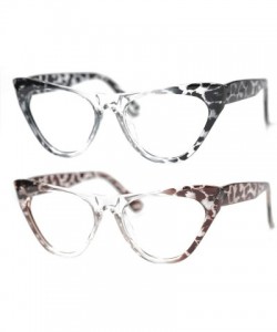 Cat Eye Womens Leopard Pattern Cat Eye Reading Glasses Quality Eye Glass Frame - 2 Pairs / Black + Red - C818IG396IH $11.14