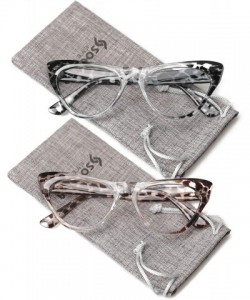 Cat Eye Womens Leopard Pattern Cat Eye Reading Glasses Quality Eye Glass Frame - 2 Pairs / Black + Red - C818IG396IH $11.14