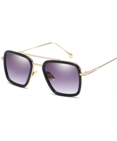 Sport Sunglasses Men Vintage Coating Sun Glasses Women Retro Double Beam Glasses Shades UV400 - Gold Double Gray - CL1906OMYG...