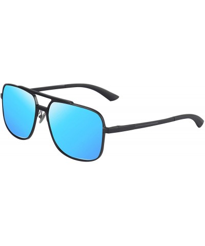 Square Polarized Sunglasses for Men and Women Rectangular Metal Frame Shades Glasses - CZ18WMSXO4X $43.22