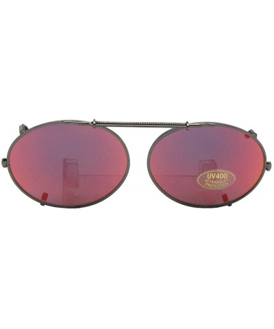 Oval Oval Color Mirror Lens Non Polarized Clip on Sunglass - Pewter-red Mirror Gray Lens - CH1805W9Q0E $30.00
