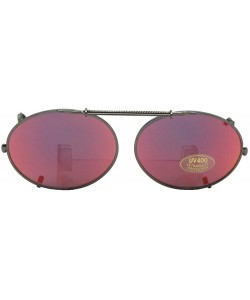 Oval Oval Color Mirror Lens Non Polarized Clip on Sunglass - Pewter-red Mirror Gray Lens - CH1805W9Q0E $27.78