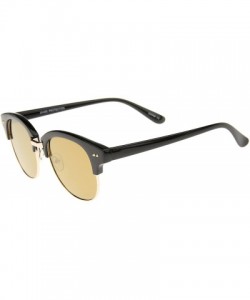 Rimless Bold Metal Nose Bridge Color Mirror Lens Round Half-Frame Sunglasses 52mm - Black-gold / Gold Mirror - CQ12JP6GKCN $8.07