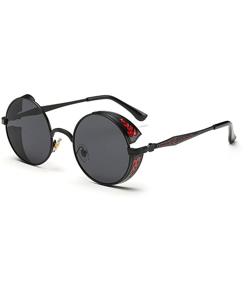 Shield Vintage Hippie Retro Metal Round Circle Frame Sunglasses CS1039 - Black Gray - CU12NU63KUH $14.55