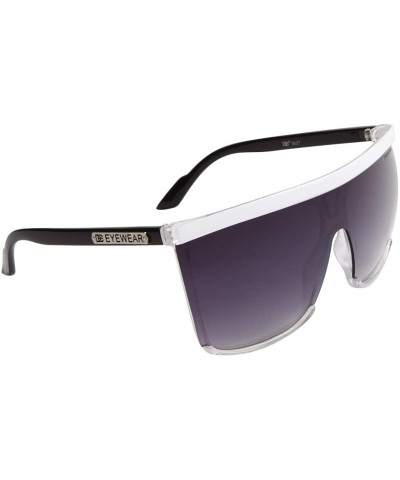 Square Designer Eyewear Color Accent Large Aviator Style Sunglasses Wide Square - White - C611O15XNOH $11.69