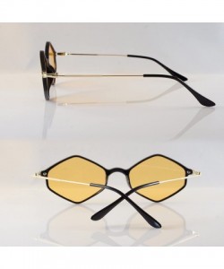 Oval Diamond Hexagonal Sunglasses Smoke Pop Color Tinted A112 A212 - (A212) Orange - CB18GGCMUYS $13.17