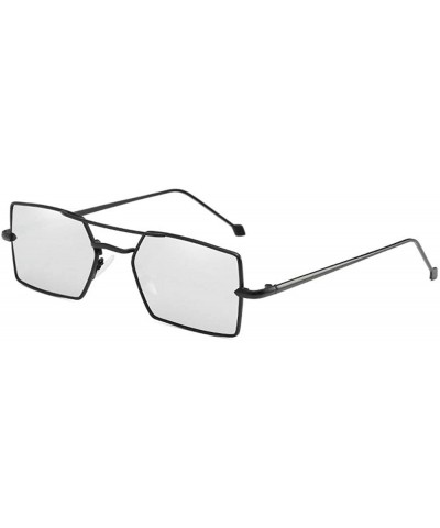 Square 2019 New trend metal fashion square unisex marine lens brand designer sunglasses UV400 - Silver - C418M99DEQX $20.77