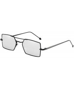 Square 2019 New trend metal fashion square unisex marine lens brand designer sunglasses UV400 - Silver - C418M99DEQX $11.15