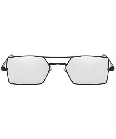 Square 2019 New trend metal fashion square unisex marine lens brand designer sunglasses UV400 - Silver - C418M99DEQX $11.15