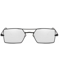 Square 2019 New trend metal fashion square unisex marine lens brand designer sunglasses UV400 - Silver - C418M99DEQX $11.15