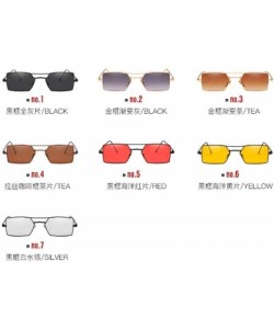 Square 2019 New trend metal fashion square unisex marine lens brand designer sunglasses UV400 - Silver - C418M99DEQX $11.15