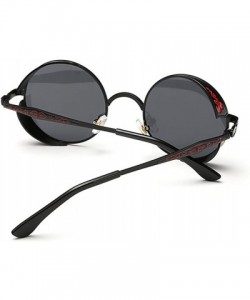 Shield Vintage Hippie Retro Metal Round Circle Frame Sunglasses CS1039 - Black Gray - CU12NU63KUH $14.55